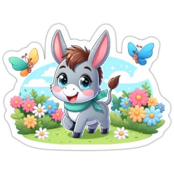 donkey 2 - Sticker size S (10 x 10 cm) - white matte - Front