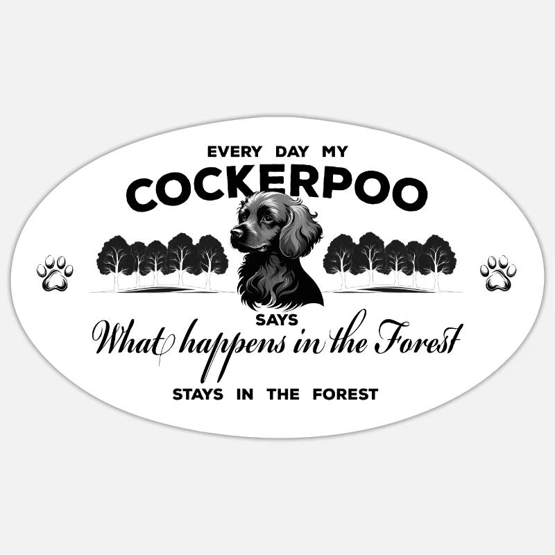 Cockerpoo - Fun Design - Sticker Größe S (10 x 10 cm) - Mattweiß