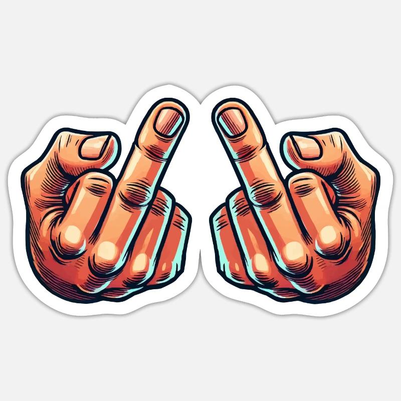 Doigt d’honneur 2 - Sticker taille S (10 x 10 cm) - blanc mat