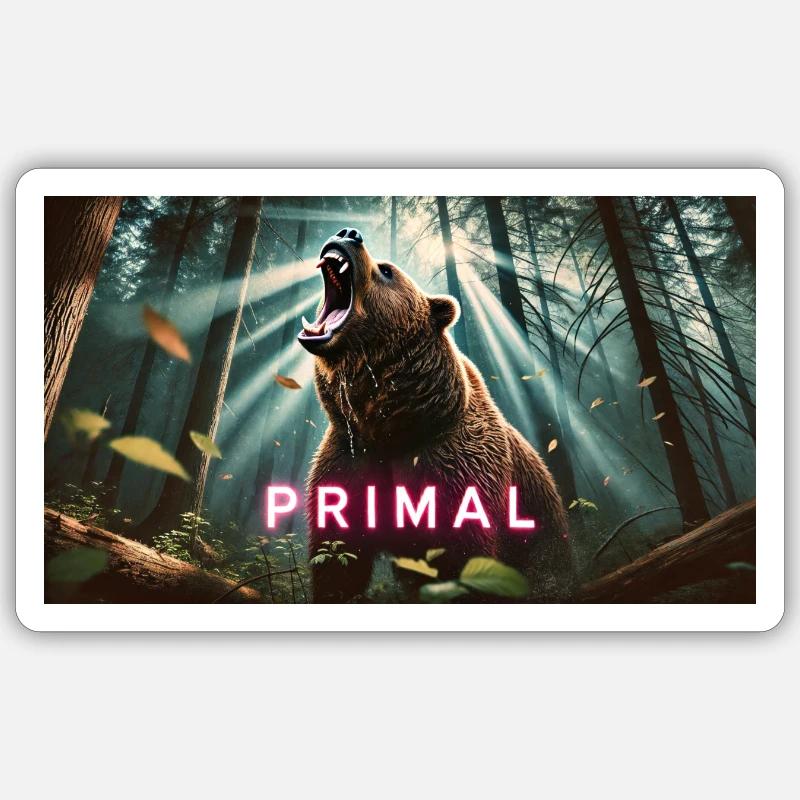 PRIMAL BEAR - Sticker size S (10 x 10 cm) - white matte