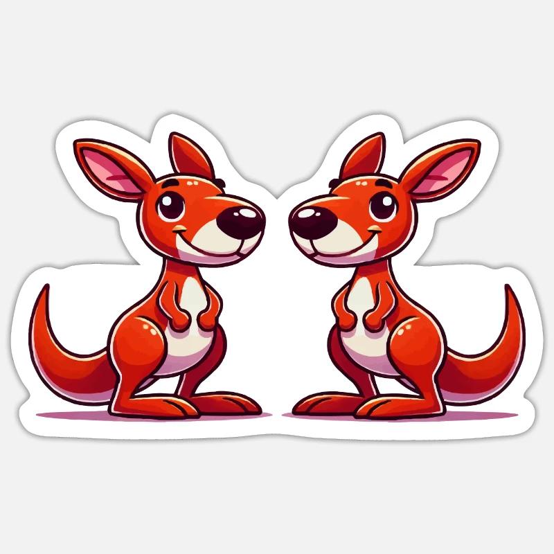Kängurus Comic - Sticker Größe S (10 x 10 cm) - Mattweiß