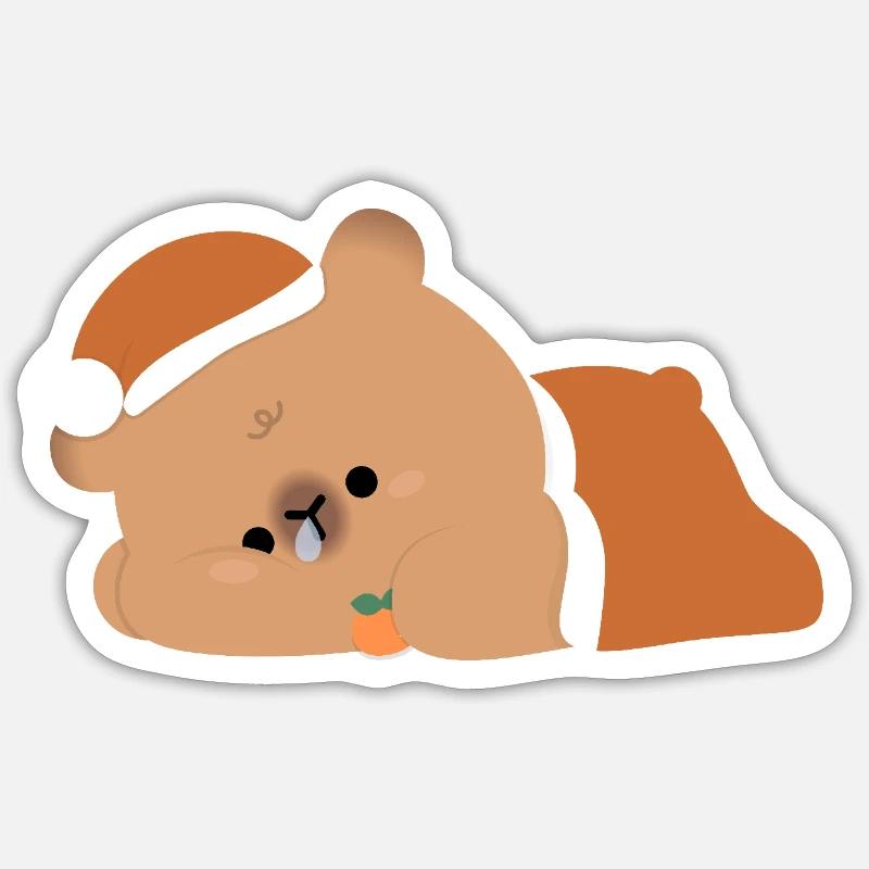 Capybara fatigué - Sticker taille S (10 x 10 cm) - blanc mat