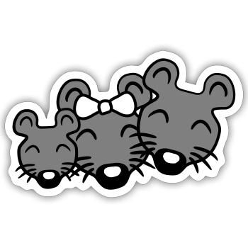 3 Mice Family Child Mom Dad Parents Row Cute - Sticker size S (10 x 10 cm) - white matte - Front