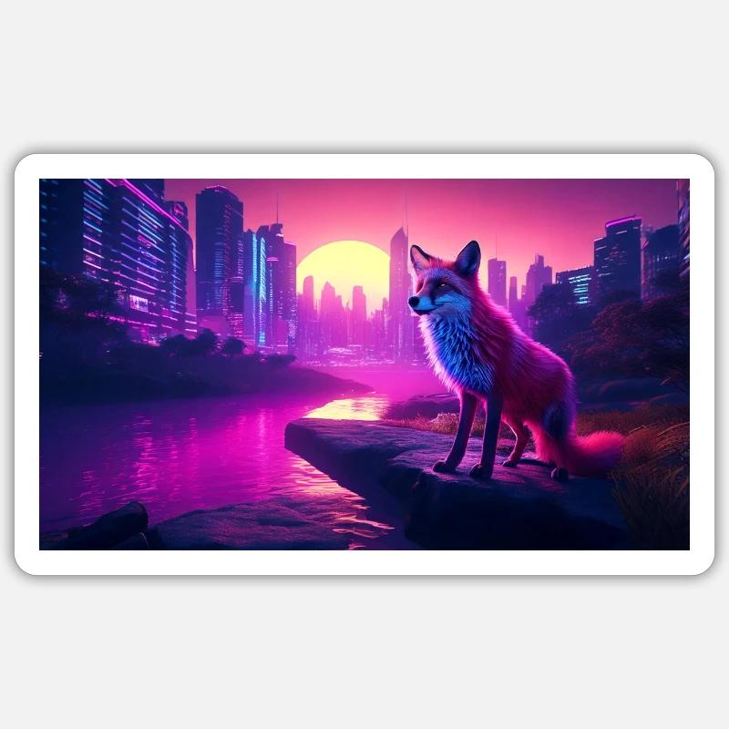 Cyber Fox Metropolis - Sticker size S (10 x 10 cm) - white matte
