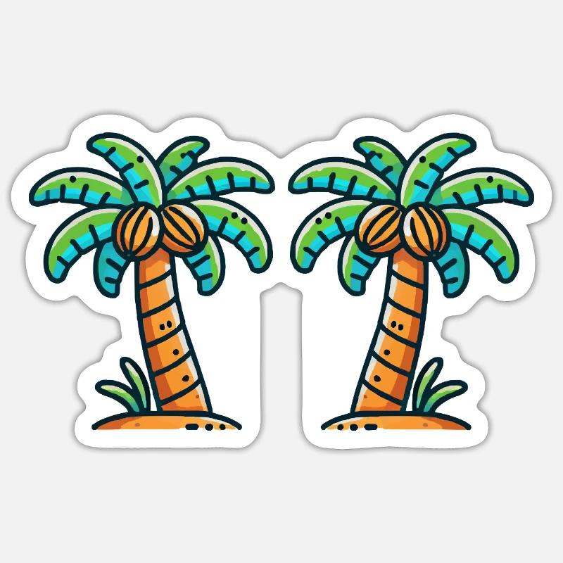 Palmiers - Sticker taille S (10 x 10 cm) - blanc mat