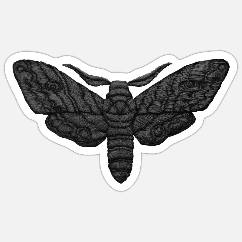 Black Moth – mystisches Stickmuster - Sticker Größe S (10 x 10 cm) - Mattweiß