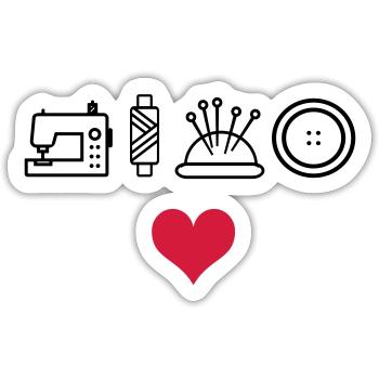 Nähen - Sticker Größe S (10 x 10 cm) - Mattweiß - Vorne