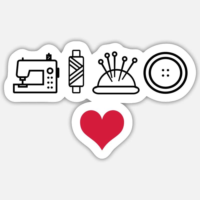 Nähen - Sticker Größe S (10 x 10 cm) - Mattweiß