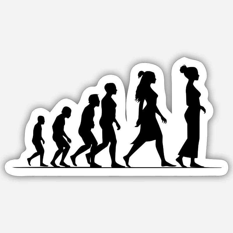 Feministische Evolution Sticker Größe S (10 x 10 cm)