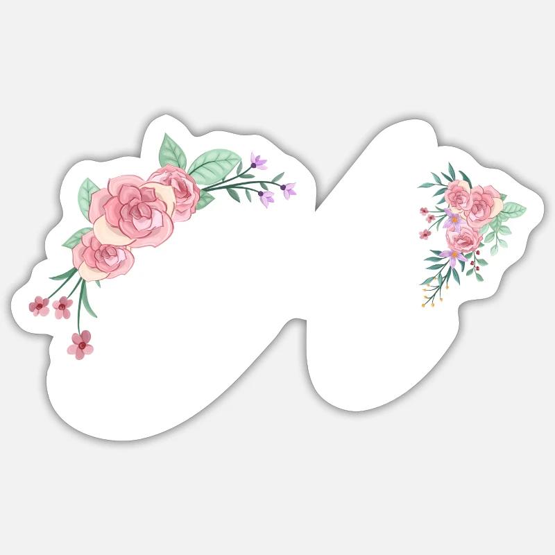 Lettre a fleurs - Sticker taille S (10 x 10 cm) - blanc mat