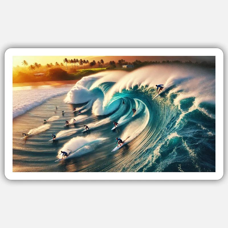 Pipelining surfers - Sticker size S (10 x 10 cm) - white matte