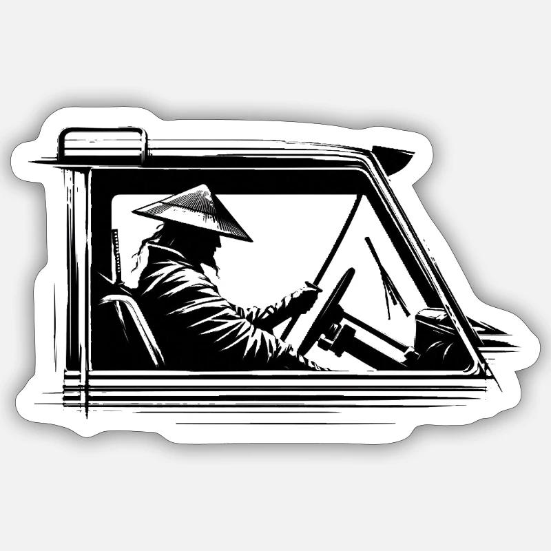 SAMURIDER - Sticker Größe S (10 x 10 cm) - Mattweiß