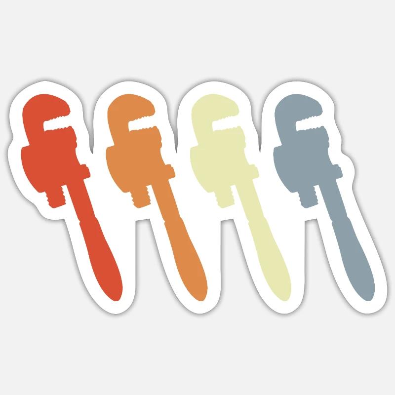 Clé à pipe rétro Sticker taille S (10 x 10 cm)