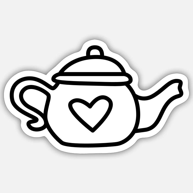 Teapot with tea - Sticker size S (10 x 10 cm) - white matte
