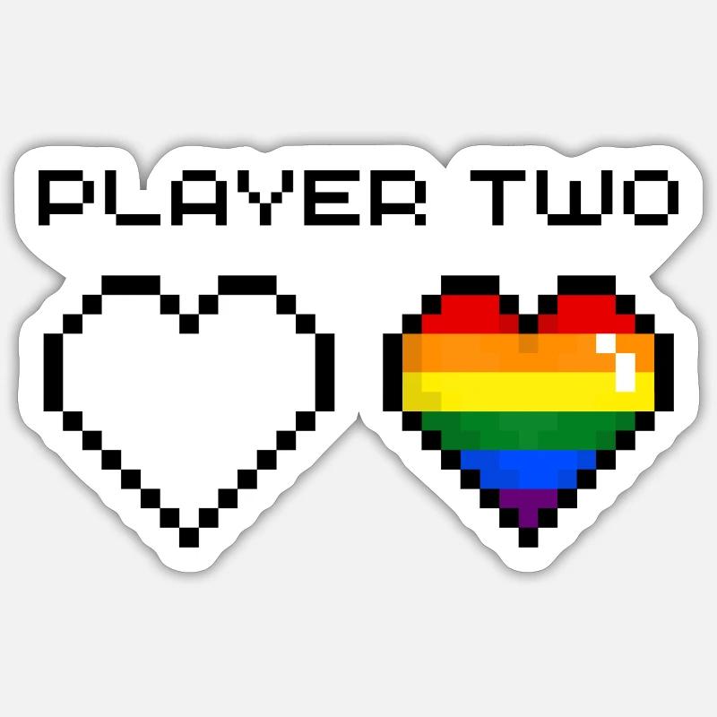 Player Two Rainbow Sticker size S (10 x 10 cm)