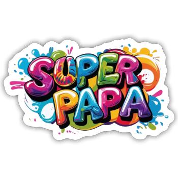 Chemise superdad cool dans le style graffiti pour les pères - Sticker taille S (10 x 10 cm) - blanc mat - Devant
