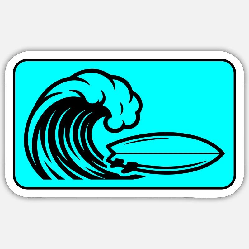 Planche de surf Wave - Sticker taille S (10 x 10 cm) - blanc mat