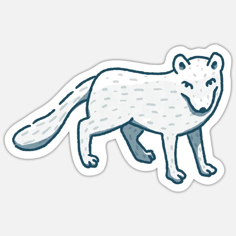Arctic fox standing Sticker size S (10 x 10 cm)