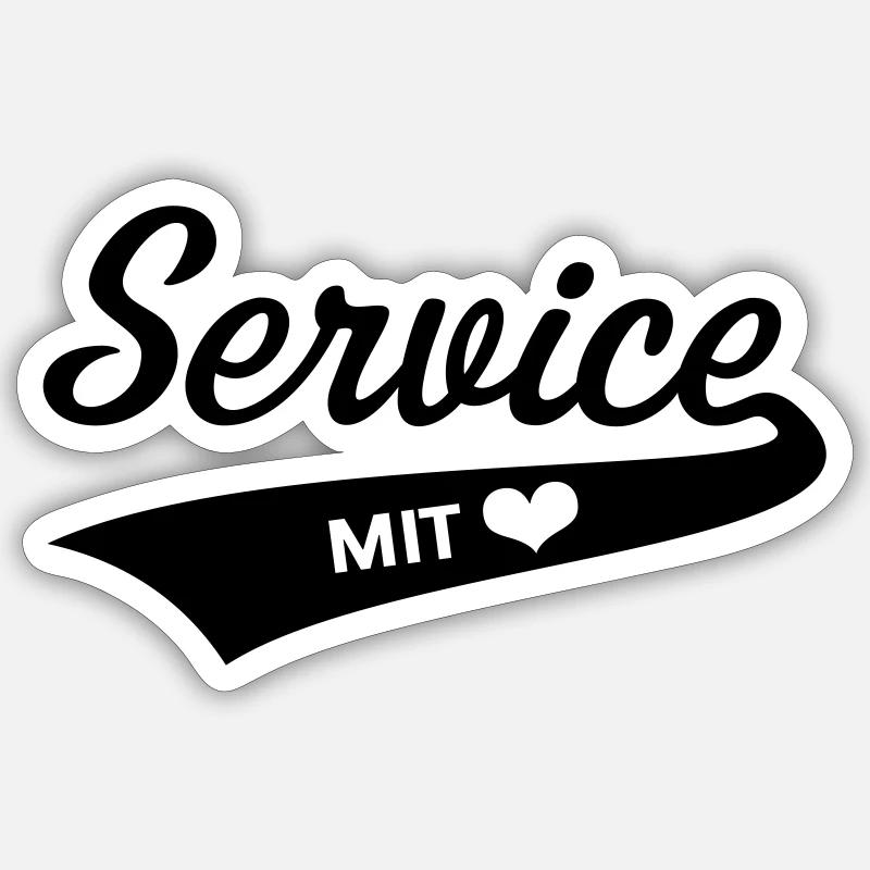 Service Mit Herz (Berufskleidung / Black) - Sticker Größe S (10 x 10 cm) - Mattweiß