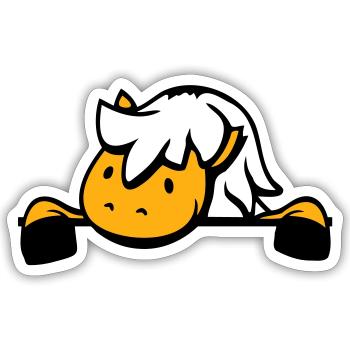 Pferd hinter Zaun versteckt Mauer Stalltür Pony - Sticker Größe S (10 x 10 cm) - Mattweiß - Vorne