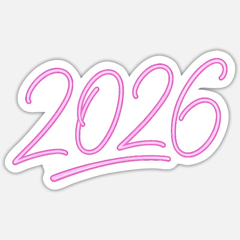 Neon Year 2026 - Sticker size S (10 x 10 cm) - white matte