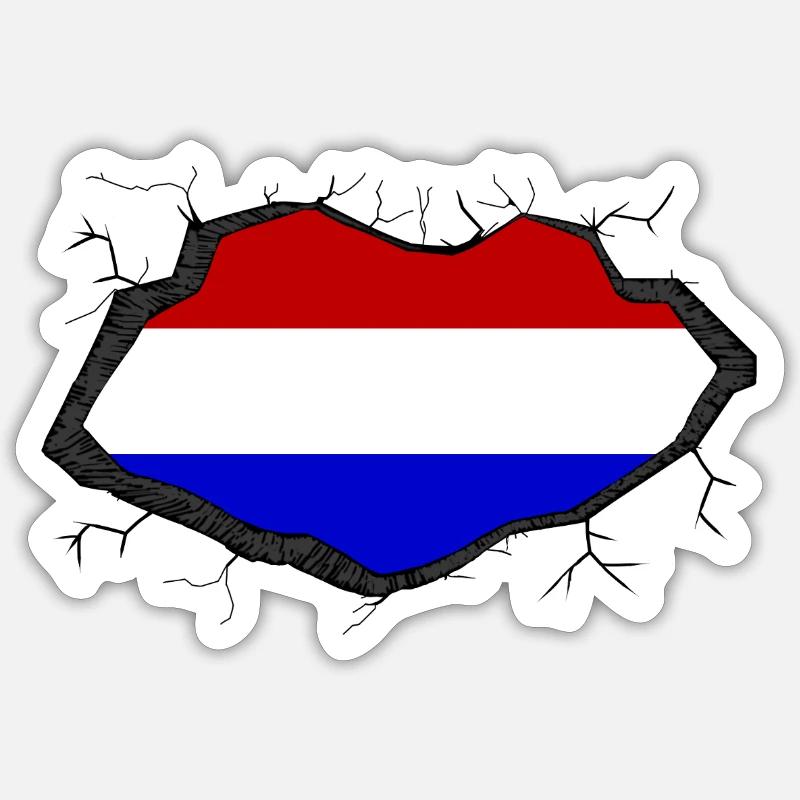 Percée du drapeau hollandais - Sticker taille S (10 x 10 cm) - blanc mat