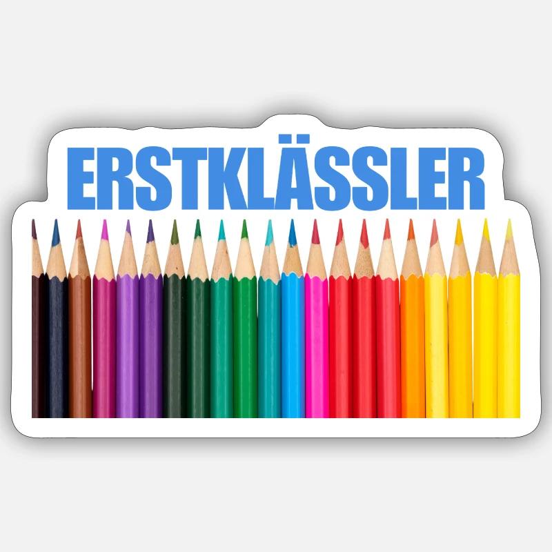 Erstklässler Buntstift Design - Sticker Größe S (10 x 10 cm) - Mattweiß