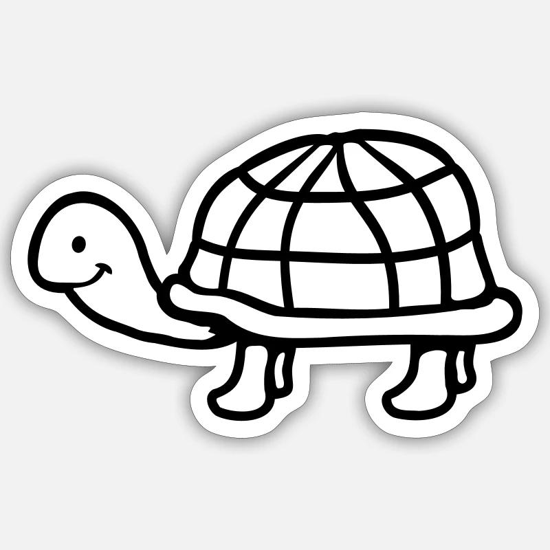 Turtle long neck smiling happy funny - Sticker size S (10 x 10 cm) - white matte