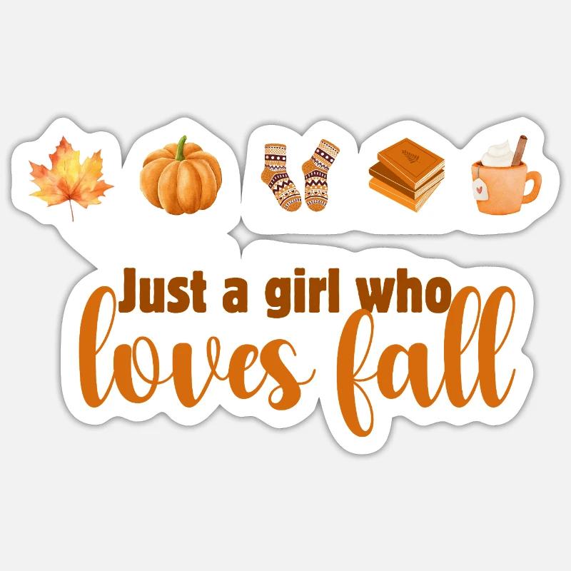 Herbstliebendes Mädchen Design, Fall Vibes Sticker Größe S (10 x 10 cm)