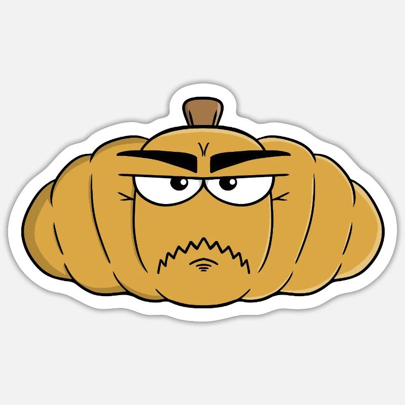 Expressive Furious Grumpy Pumpkin Sticker size S (10 x 10 cm)