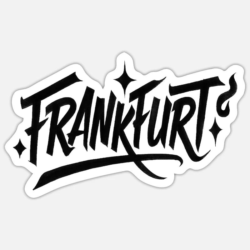 Lettrage graffiti de Francfort - Sticker taille S (10 x 10 cm) - blanc mat