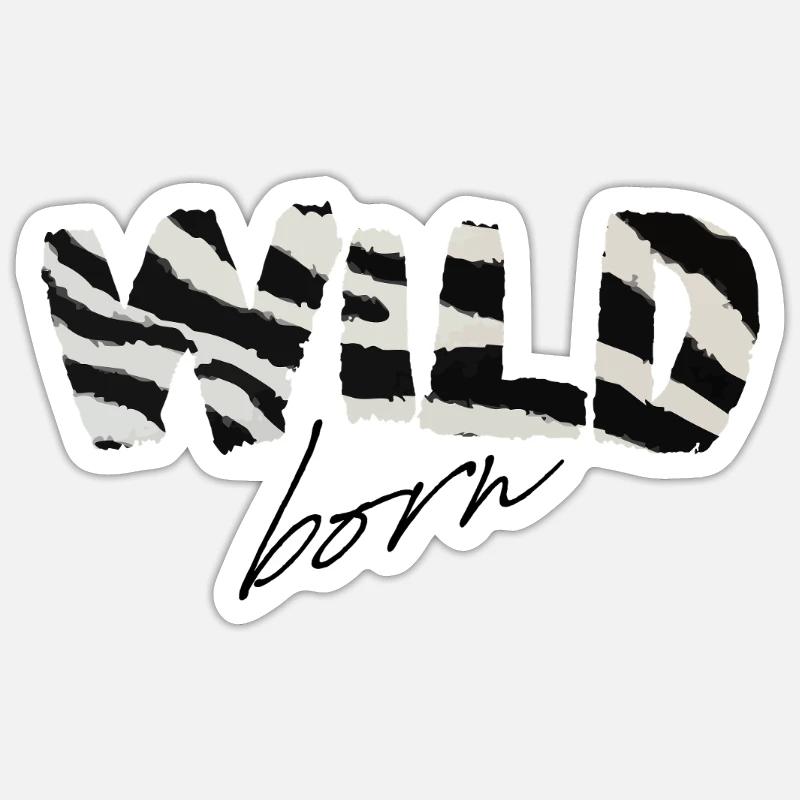 Wild Born Zebra Streifen-Logo - Sticker Größe S (10 x 10 cm) - Mattweiß