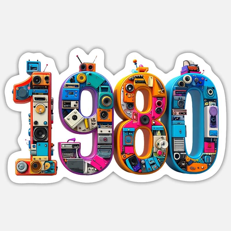 1980s Engineering Mosaic - Sticker size S (10 x 10 cm) - white matte