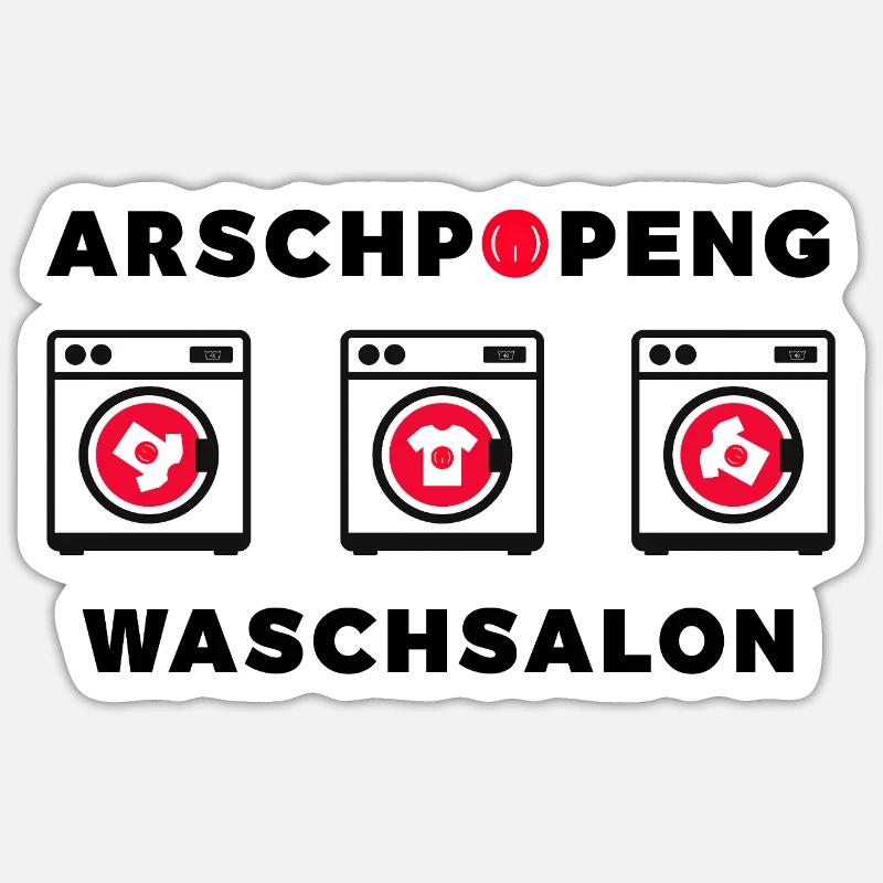Arschpopeng Laundromat - Sticker size S (10 x 10 cm) - white matte