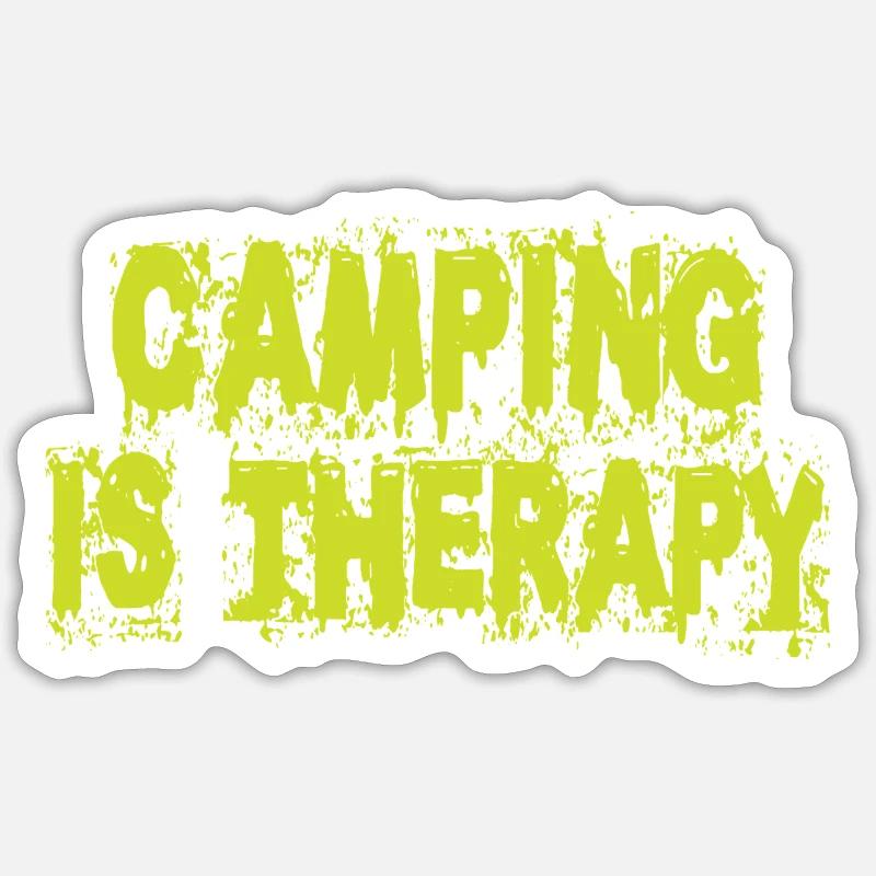 Camping is therapy - Sticker size S (10 x 10 cm) - white matte