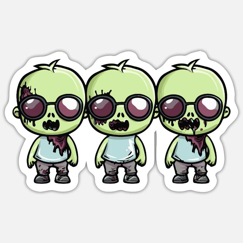 Zombies Halloween - Sticker taille S (10 x 10 cm) - blanc mat