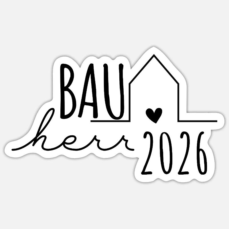 Constructeur 2026 Maison Construction Cadeau Homme - Sticker taille S (10 x 10 cm) - blanc mat