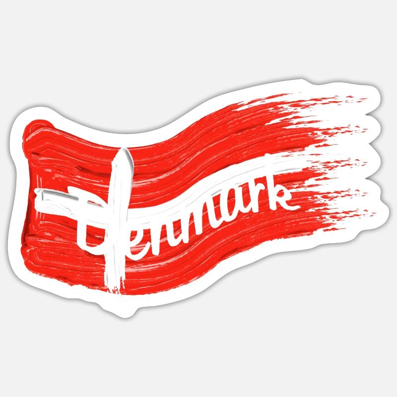 Danish flag - Sticker size S (10 x 10 cm) - white matte