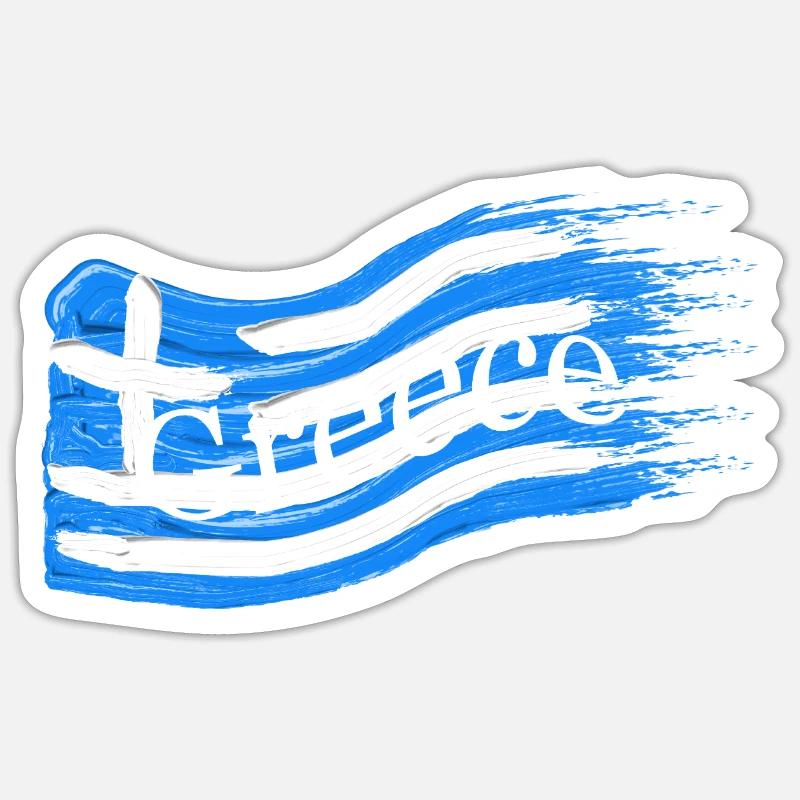 Drapeau grec - Sticker taille S (10 x 10 cm) - blanc mat