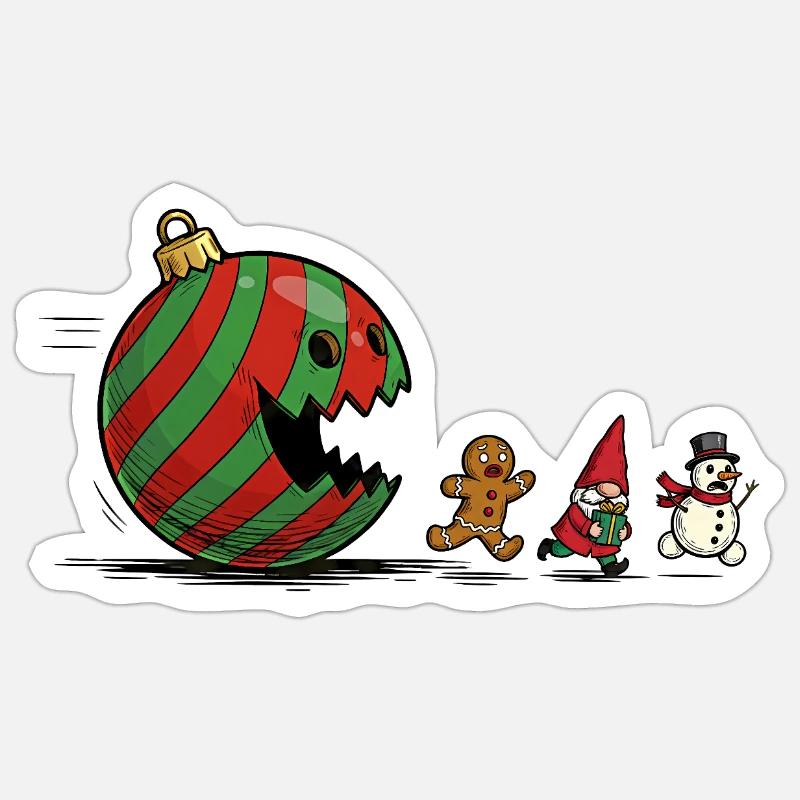Verschlingende Weihnachtskugel Ornament - Sticker Größe S (10 x 10 cm) - Mattweiß