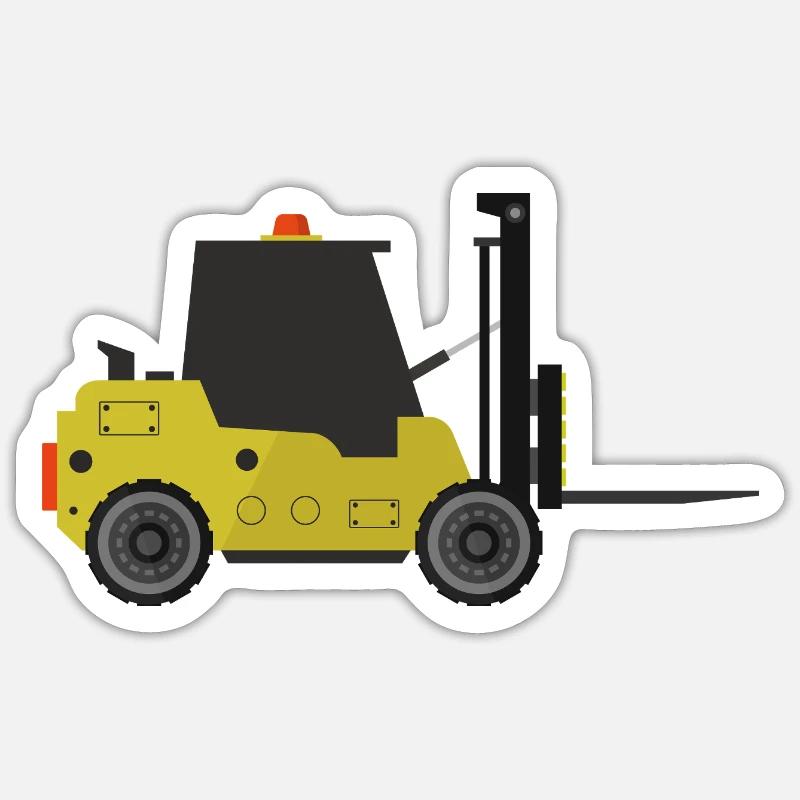 Chariot élévateur - Sticker taille S (10 x 10 cm) - blanc mat
