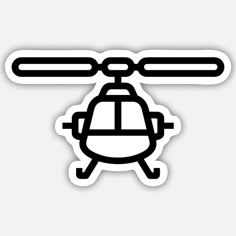 hélicoptère - Sticker taille S (10 x 10 cm) - blanc mat