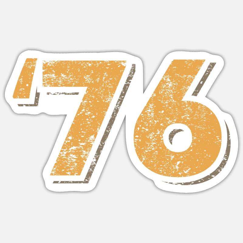 76 Rétro Numéro en Difficulté - Sticker taille S (10 x 10 cm) - blanc mat