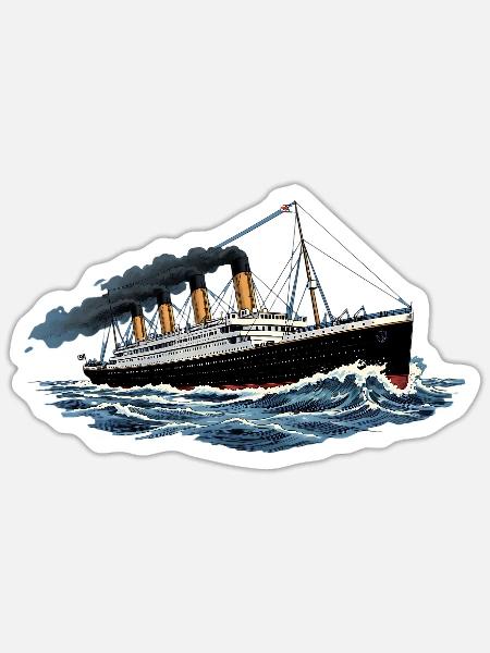 Titanic Legendärer Ozeandampfer stürmischer See - Sticker Größe S (10 x 10 cm) - Mattweiß