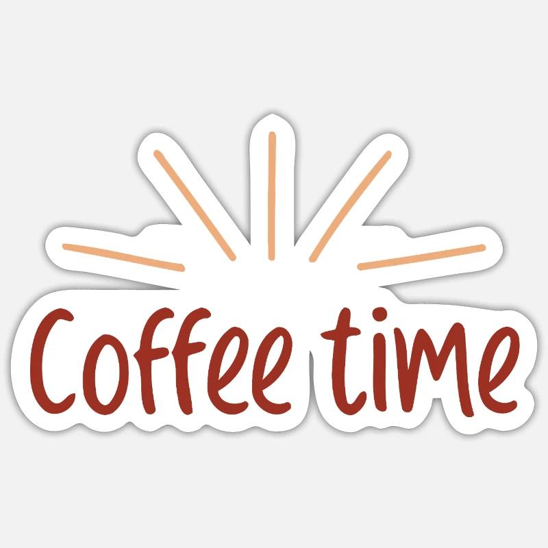 Café Time Soleil Rétro - Sticker taille S (10 x 10 cm) - blanc mat