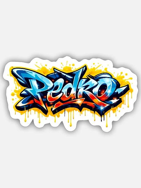 PEDRO-GRAFFITI-NAME FÜR PERFEKTES GESCHENK DRUCKBAR - Sticker Größe S (10 x 10 cm) - Mattweiß