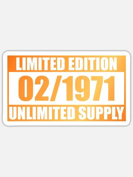 55. Geburtstag Limited Edition - ꝏ Supply 02/1971 - Sticker Größe S (10 x 10 cm) - Mattweiß