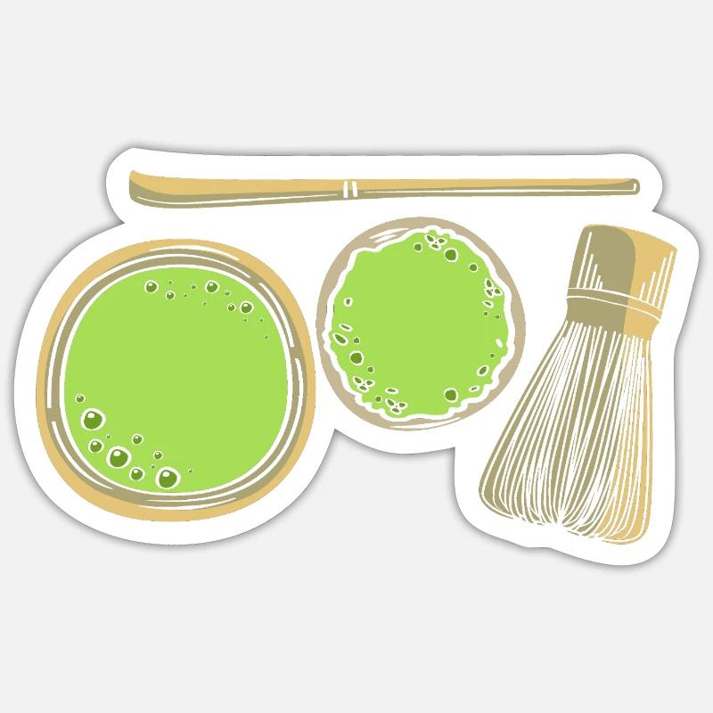 Thé matcha - Sticker taille S (10 x 10 cm) - blanc mat