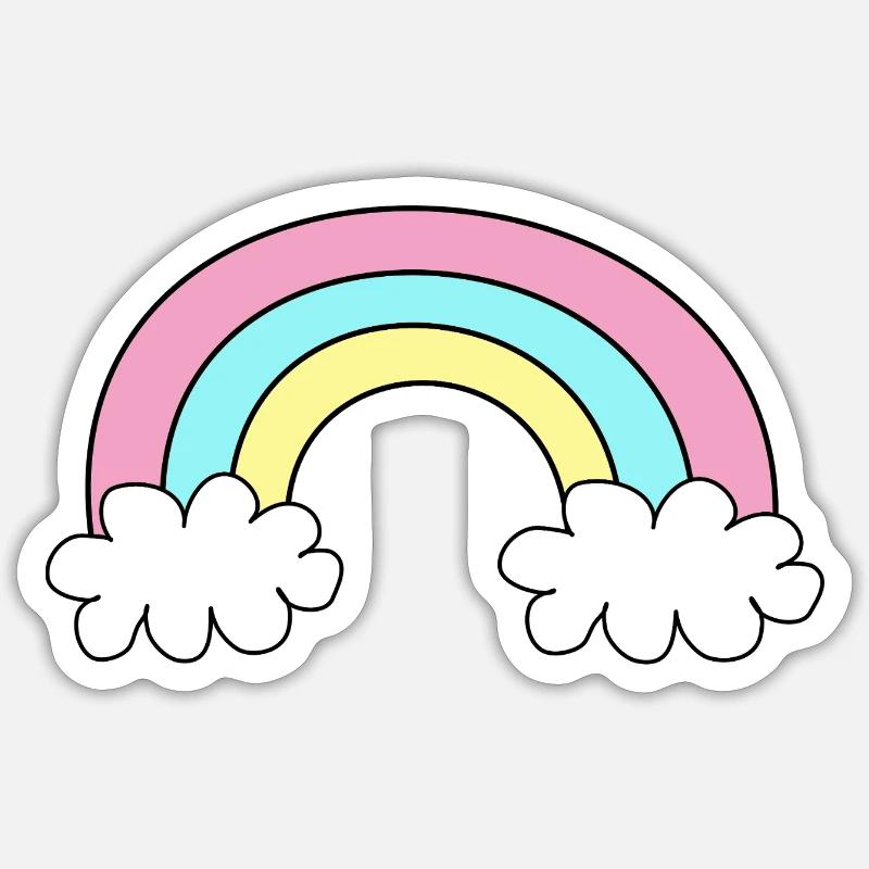 Regenbogen Kinderbild - Sticker Größe S (10 x 10 cm) - Mattweiß