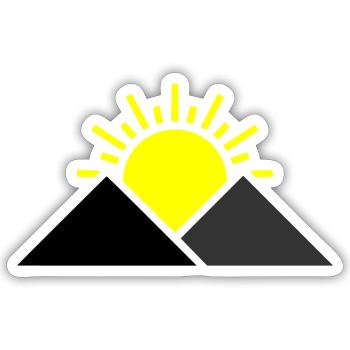 Sonne Berge Landschaft - Sticker Größe S (10 x 10 cm) - Mattweiß - Vorne